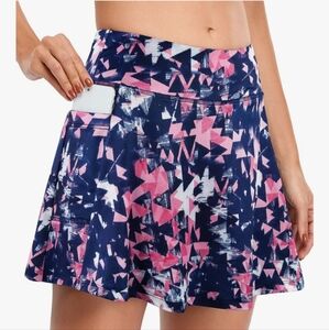 Fulbelle Women’s 3 Pocket Knee Length High Waisted Black Skort NWT Large